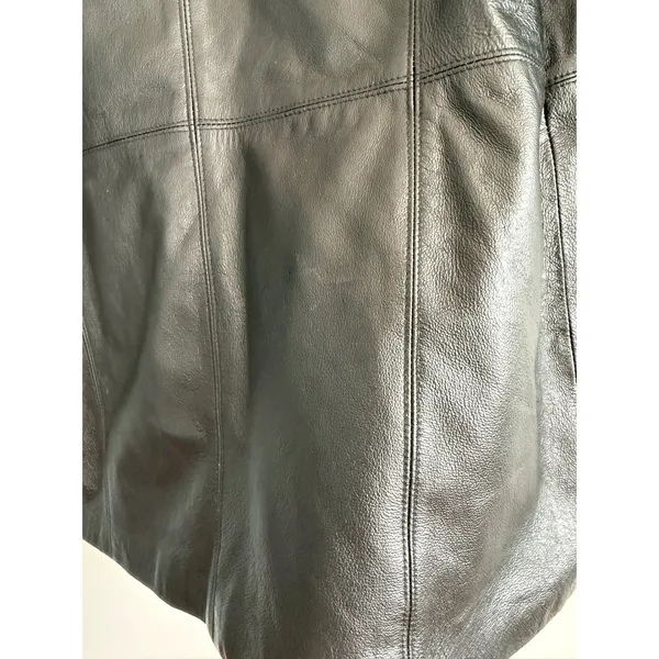 Atlantic Beach Black Leather Blazer‎ Jacket Button Front Women's Size Large - Image 6