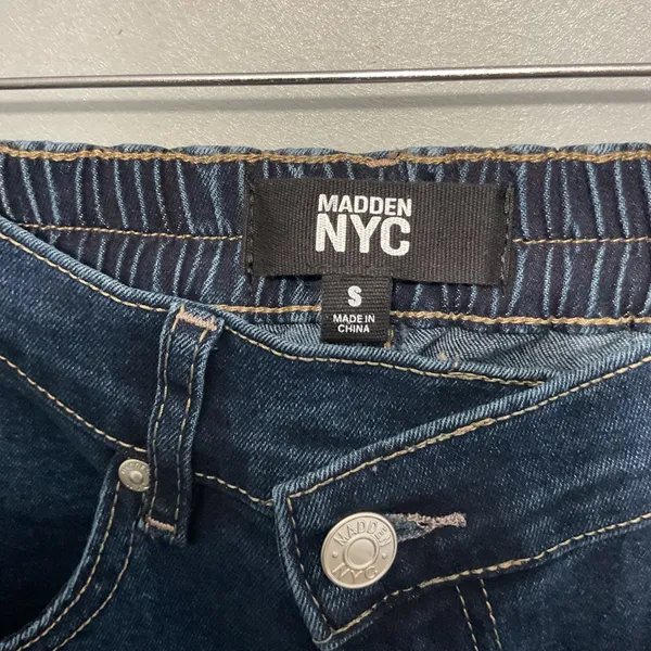 NWT Madden NYC Wide Leg Jeans S 4-6 Blue Denim High Rise Elastic Waist Pants‎ - Image 3