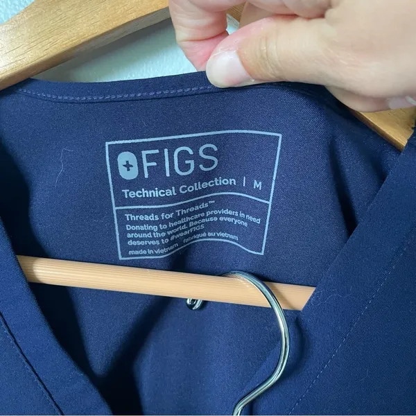 Figs Navy Blue Scrub Set-High Waisted Down Scrub Pants and Top - Image 7