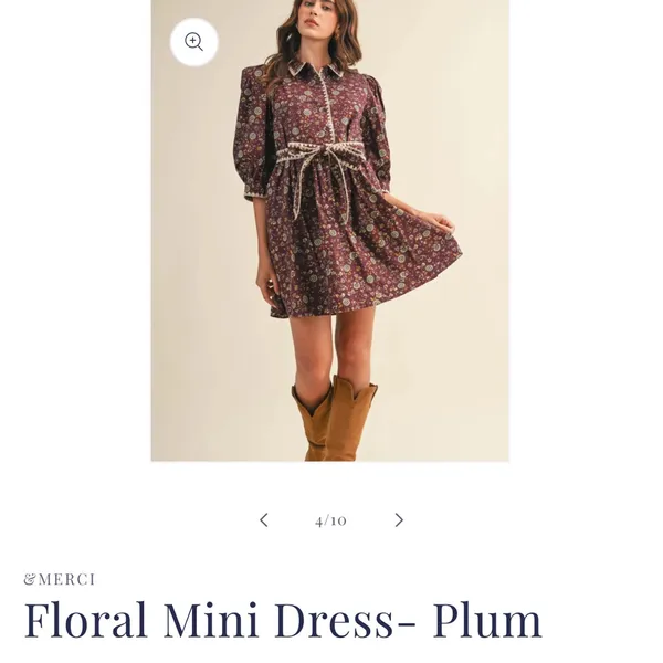 &merci Elegant Floral Burgundy Mini Dress - Image 2