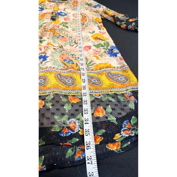 Figueroa & Flower Womens L Floral Paisley Border Print Tassel Tunic Shift Dress - Image 10