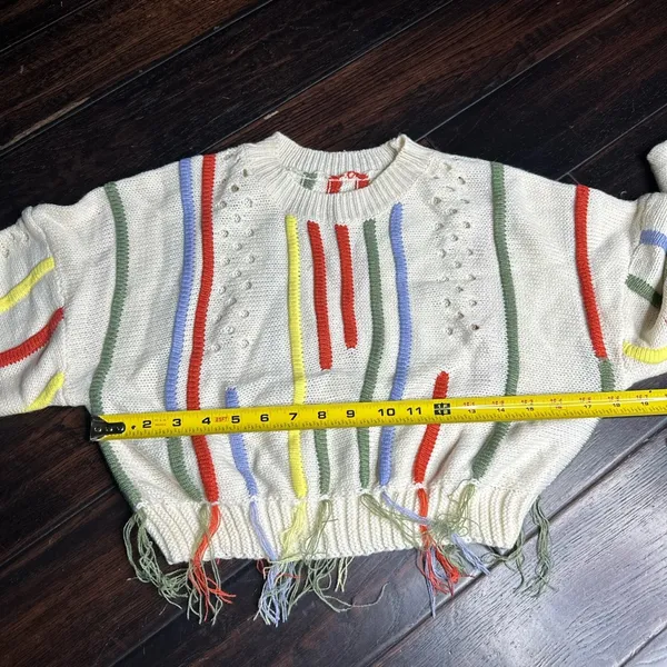 Crop top sweater boho crewneck long sleeve casual coastal California - Image 2