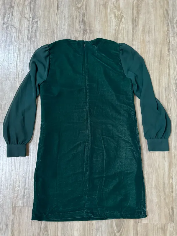 J. Crew Dark Green Velvet Sleeve Shift Dress -NWT - Image 2