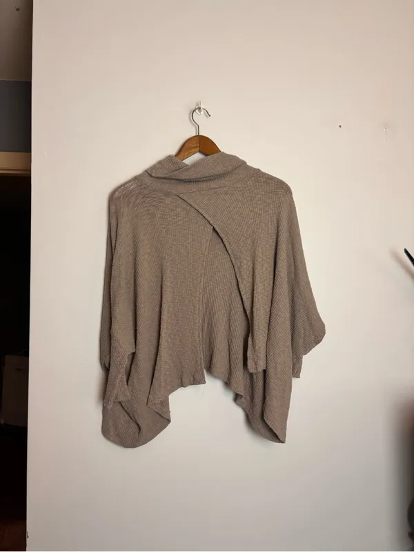 FP Beach Free People Tan/Brown “World Traveler” Cowl Neck Open Back Pullover - Image 9