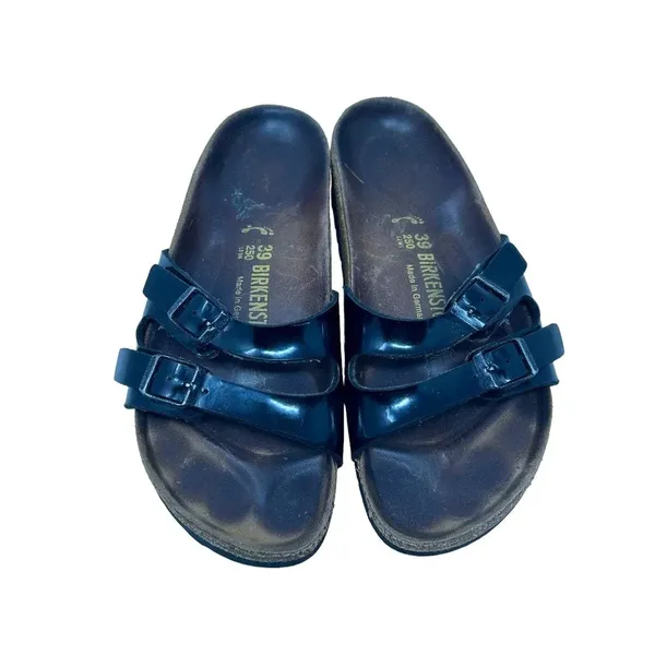 Birkenstock Ibiza Birko-Flor Slide Sandals Black Patent Size 39 US‎ 8 - 8.5 - Image 2