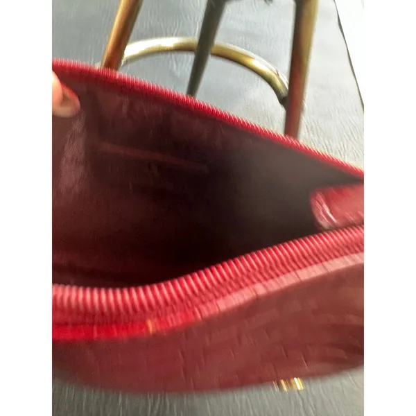 Etienne Aigner Red Croc Embossed Small Cosmetic Pouch Zip Clutch‎ bag EUC - Image 7