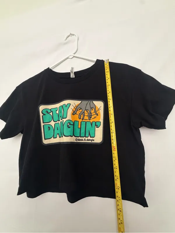 AS Colour Womens Small Stay Danglin Graphic Crop Top T Shirt Black Cotton(A930) - Image 5