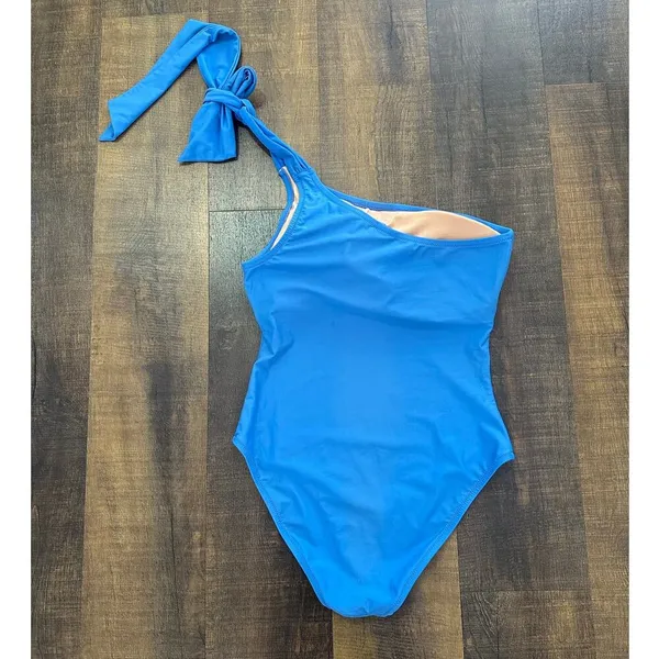 J. Crew Blue Bow One-Shoulder One Piece Swimsuit Size 12 - Image 6