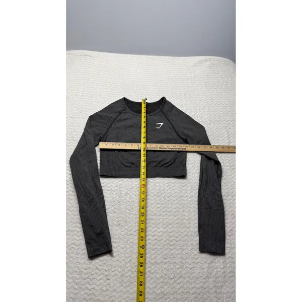 Gymshark Vital Seamless Long Sleeve Crop Top Gray Marl Womens Small Thumbholes - Image 3