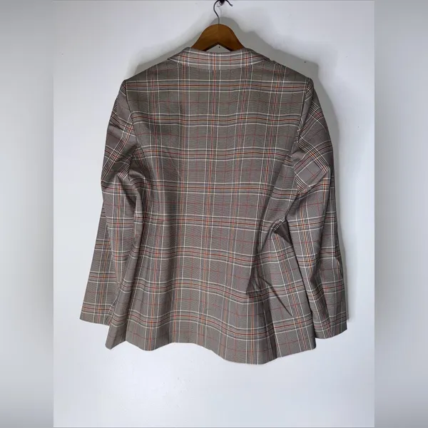 Loft Outlet Black Beige Orange Plaid Blazer Double Busted Size‎ 16 - Image 2