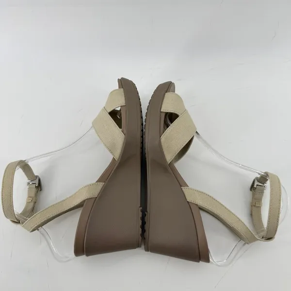 Crocs Leigh II Cross Strap Ankle Wedge Sandal Beige Khaki Women 8 Strappy New - Image 6