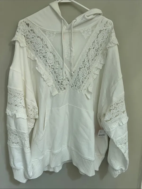 Free People Movement Studio Tunic Lace Trim Hooded Sweatshirt - Image 7