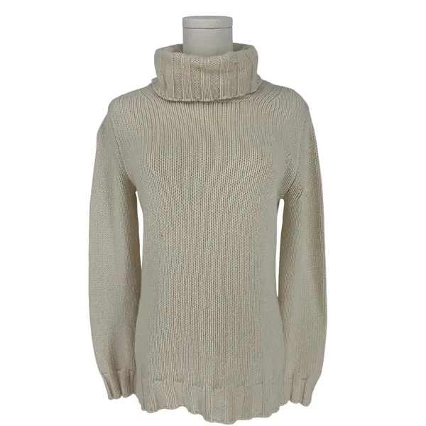 Incentive Cashmere Ivory Chunky Knit Turtleneck Sweater Made Italy Size S - Image 2