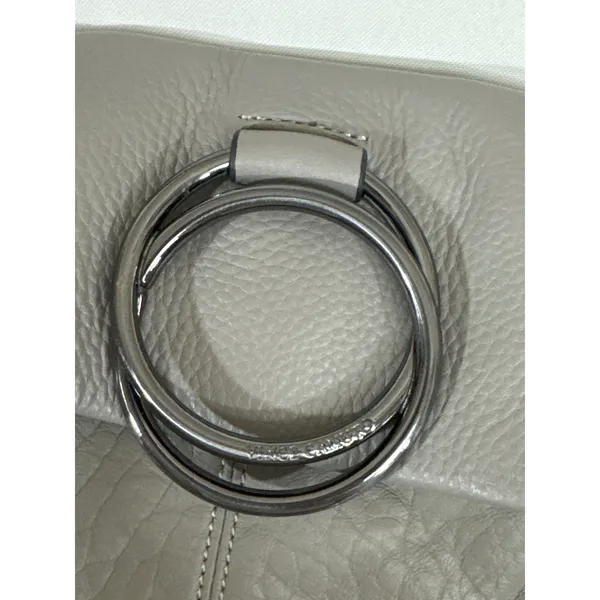 Vince Camuto Grey‎ Pebbled Leather Crossbody Bag Ring Detail Adjustable Strap - Image 13