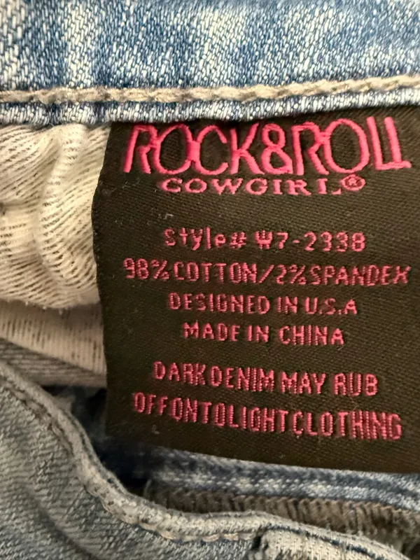 Western Cowgirl Bootcut Jeans Rock & Roll Light Wash Stretch 31x34 - Image 5