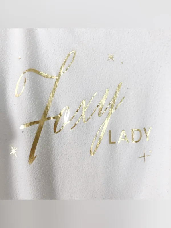 Wildfox Foxy Lady White Crewneck Fleece Sweatshirt Gold Foil Text XS Women’s - Image 3