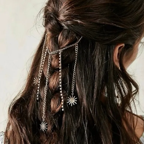 Free People Majestic Hair Piece Silver Black Bohemian Renaissance Medieval - Image 12
