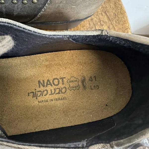 Naot Black Gray Kedma Leather Lace Up Studded Oxford Loafers Shoes Sz 41 US 10 - Image 9