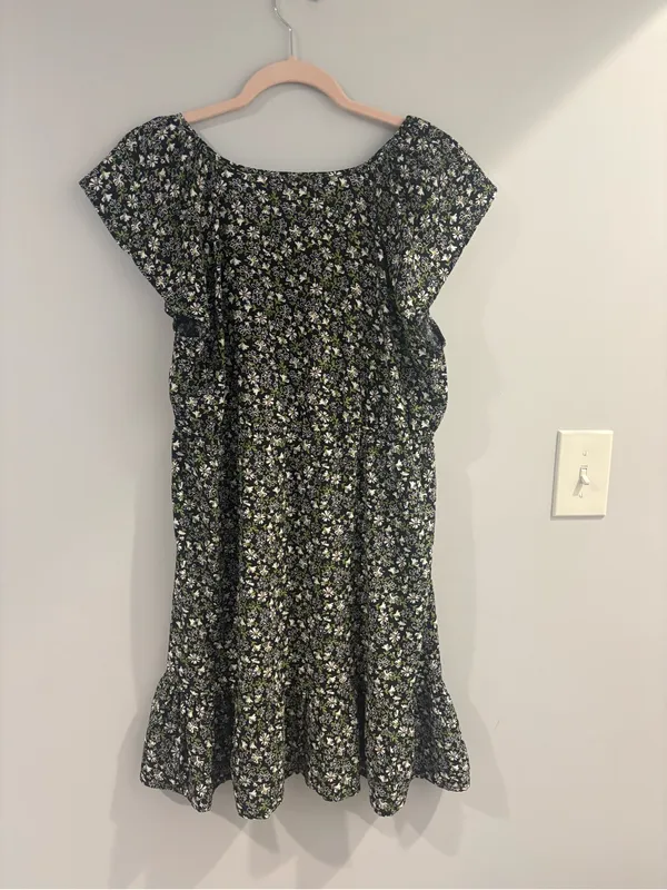 nine britton Black Floral V-Neck Mini Dress - Image 2