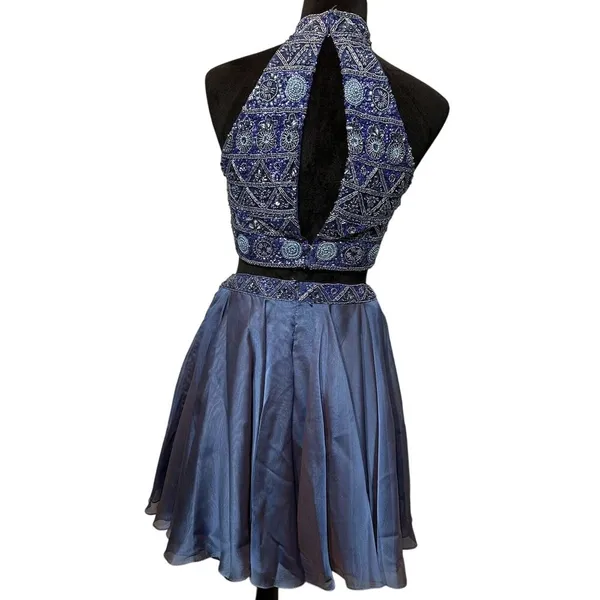 Sherri Hill 2 Piece Chiffon Skirt/Embellished Top Blue Size 6 Style 51296 Formal - Image 2