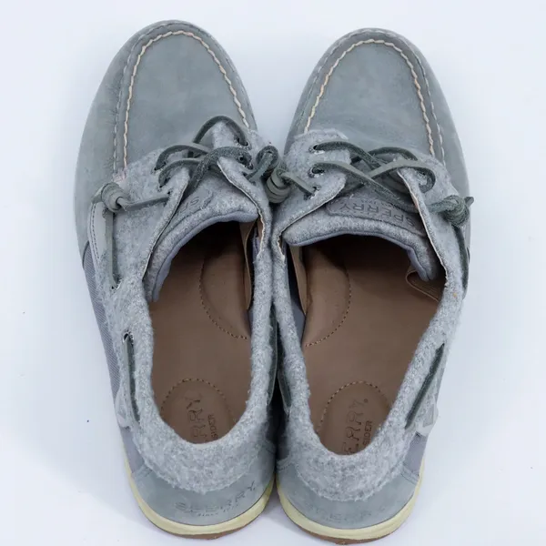 Sperry Top-Sider‎ Womens Grey Leather Suede Wool Boat Shoes STS82427 Size 9.5 - Image 6