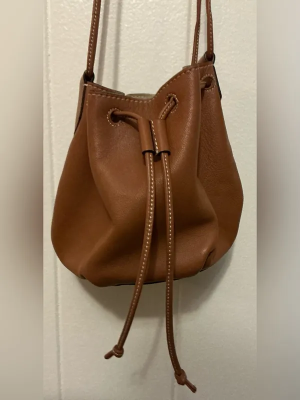 A Rare Banana Republic Pietra Made In Italy Crossbody Bucket Bag Leather Handbag - Image 7