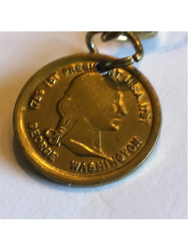 Vintage Brass George Washington Faux Coin Chain Belt - Image 4