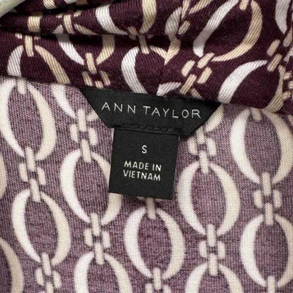 Ann Taylor Women's Small Burgundy Chain Link Wrap Top Long Sleeve Modal Blouse - Image 6