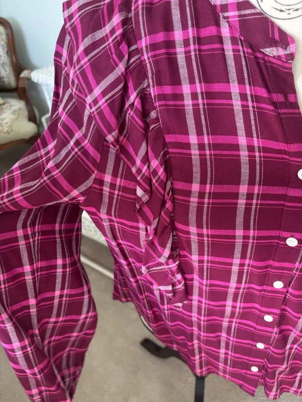 J Crew Plaid Ruffle button down Shirt  - Image 2