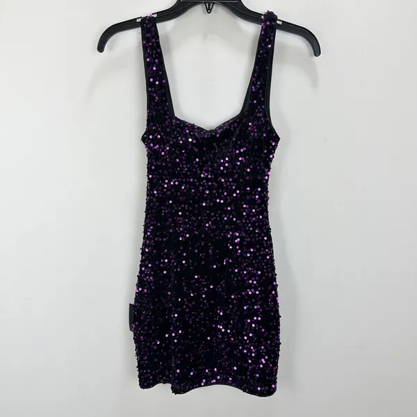 Lulus Seeing Sparkles Dark Purple Velvet Sequin Square Neck Mini Dress Small NWT - Image 8