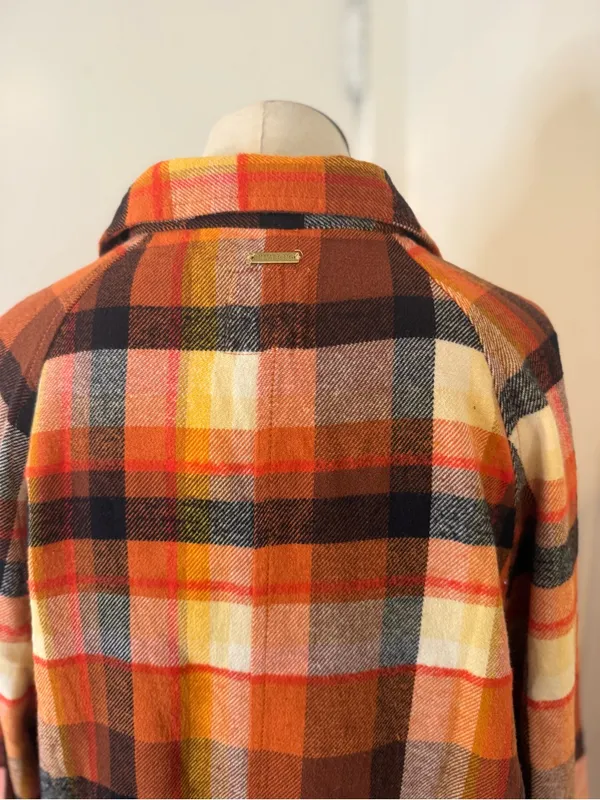 Billabong Orange and Brown Flannel Plaid Button-Down Shirt Sz L NWT - Image 4