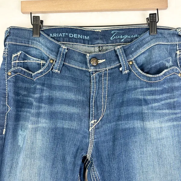 Ariat Women's Boot Cut Jeans Size 31 Western Contrast Stitch Rodeo Mid Rise - Image 5
