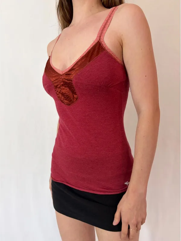Vintage Abercrombie Red Embellished Elena Gilbert Tank Top - Image 7