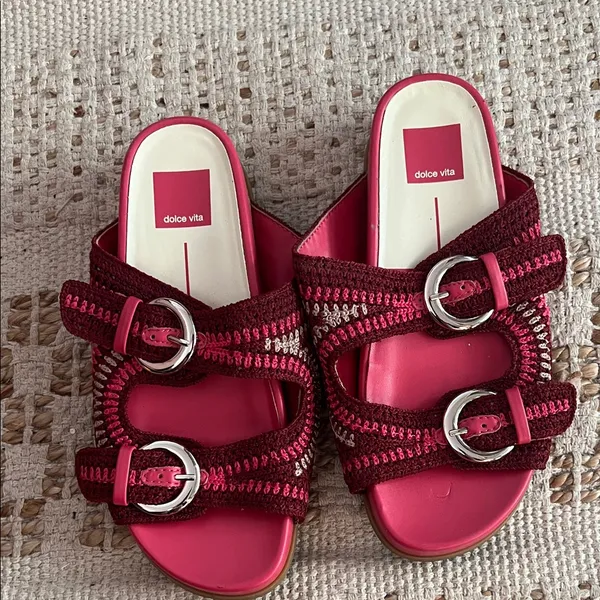 Anthropologie Dolce Vita Ralli Sandals Pink Size 7 Slip On Buckle Thick Strap - Image 2