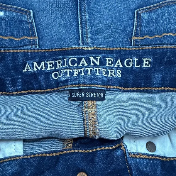 American Eagle Outfitters Ripped Blue Jean Shortie Shorts - Image 3