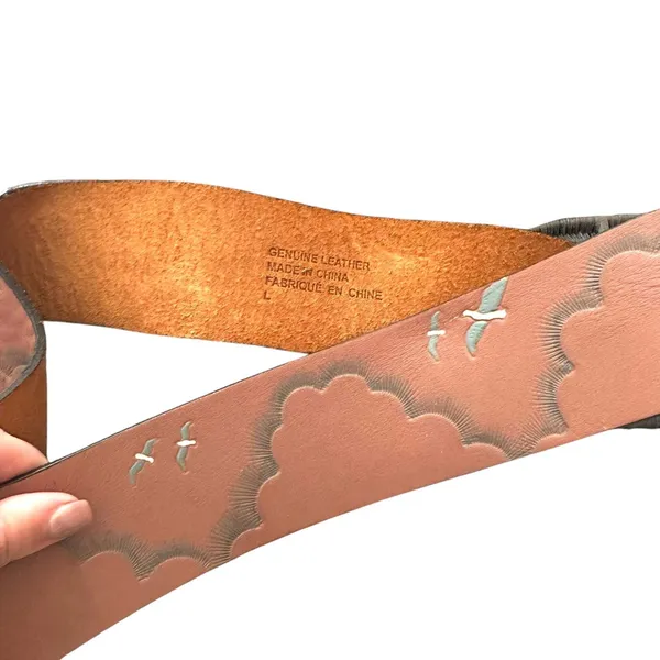 GENUINE LEATHER Sky‎ Painted Belt Large Tan - Image 3