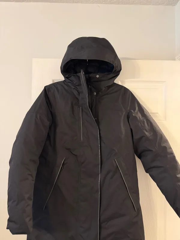 THE NORTH FACE Insulated Black Hooded Parka long size L 100% nylon and Goose - Image 3
