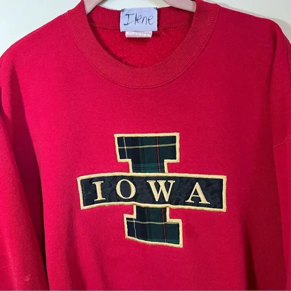 ✨ Vintage Lee‎ Red Iowa Crewneck Sweatshirt Large - Image 2