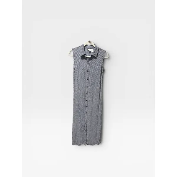 VTG 90s Y2K Cherokee Gingham Sleeveless Button Front Midi Shirt Dress M - Image 2
