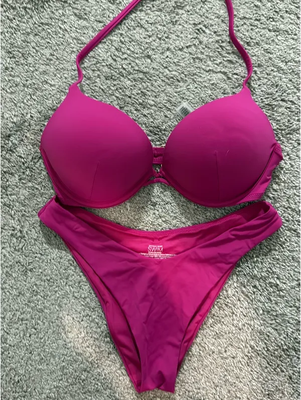 Hot Pink Victoria’s Secret Bikini Push-Up Top with Brazilian Bottoms - Image 2