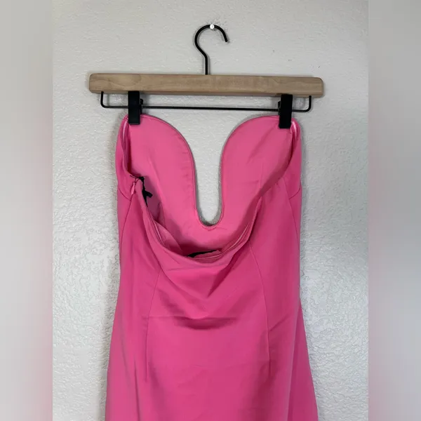 h:ours Lazaro Strapless Plunge Midi Dress in Pink Candy size XS NEW $160 - Image 10