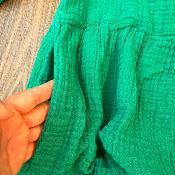 Michael Stars Green Double Gauze Cotton‎ Tiered Mini Dress Pockets DGZ012 Medium - Image 7