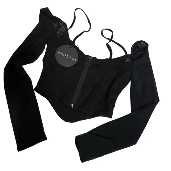 NWT White‎ Fox Treat Me Well Long Sleeve Bustier Black Sz XS - Image 6