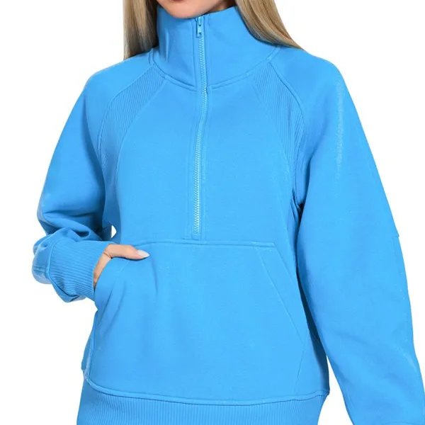 Zenana Half Zip Fleece Sweatshirt with kangaroo Pocket‎ - Image 2