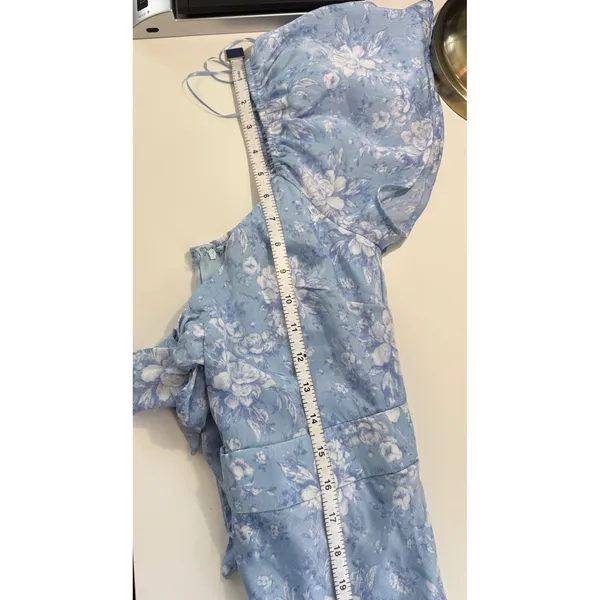 Altar'd State Blue Floral Maxi Dress Short Flutter Sleeve Tie‎ Front Womens S - Image 9