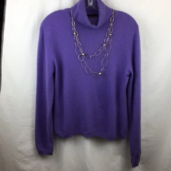 100% Cashmere Lavender Long Sleeve Turtleneck Sweater Croft & Barrow M - Image 2