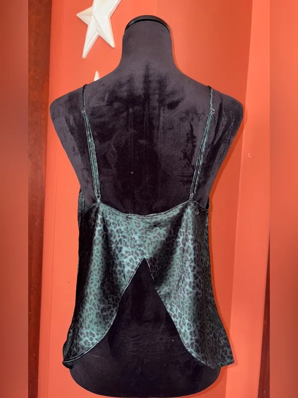 Victoria’s Secret open-back Green Leopard Satin Cami Top - Image 3