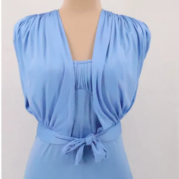 Ryan‎ Keith Vintage 70s Halter Maxi Dress Jacket Womens Size 6 Blue Babydoll Y2K - Image 3
