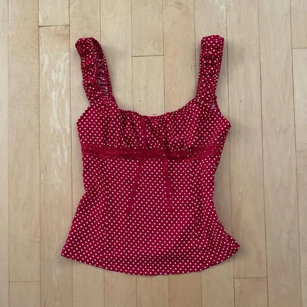 Princess Polly Garconne red polka tank top - Image 2