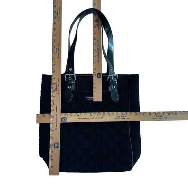Vera Bradley Black Quilted Zippered Rectangular Bag / Commuter Tote /  Purse - Image 9
